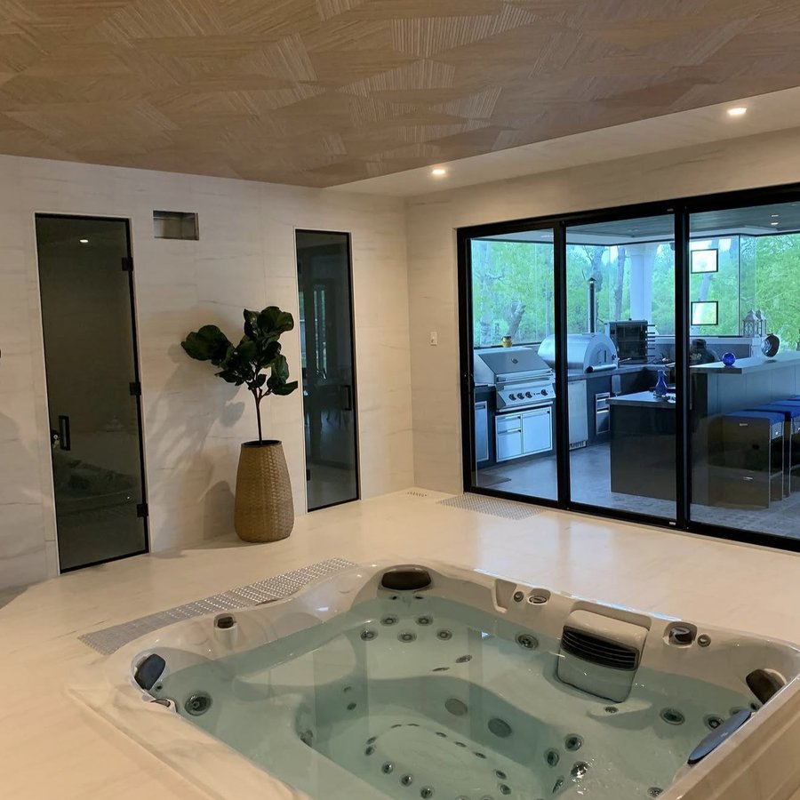 Outdoor rated TV by the spa
